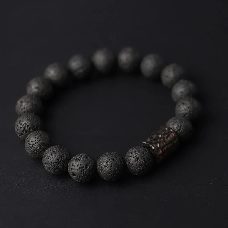 Buddha Stones, kamień lawowy, drewno hebanowe, bransoletka lecznicza z tygrysim okiem - Image 2