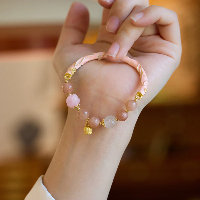 Buddha Stones Kamień słoneczny Złoty jedwabny jadeit Konwalia Charm Pozytywna bransoletka Bangle - Image 13