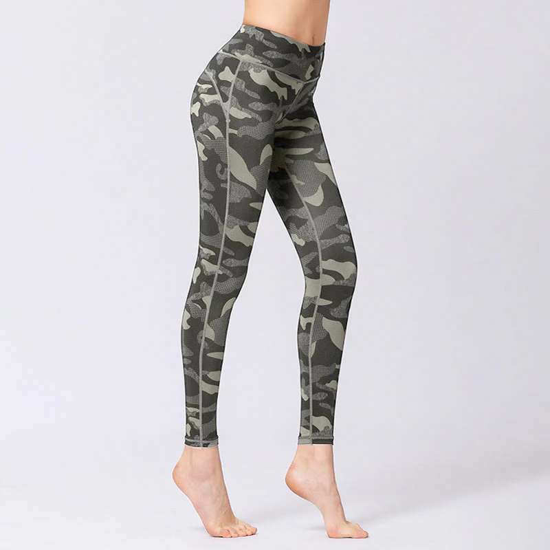 Buddha Stones Kamienie Kamuflaż Sport Fitness Joga Legginsy Wysoki Stan Damskie Spodnie Do Jogi - Image 3