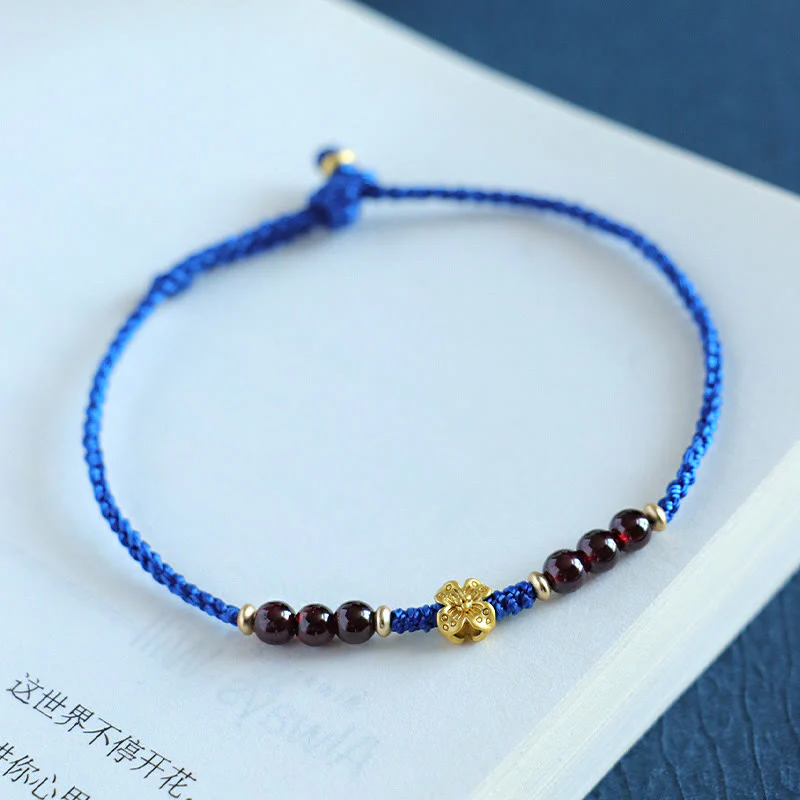 Buddha Stones Klein Blue String South Red Agat Garnet Copper Flower Power - Image 10