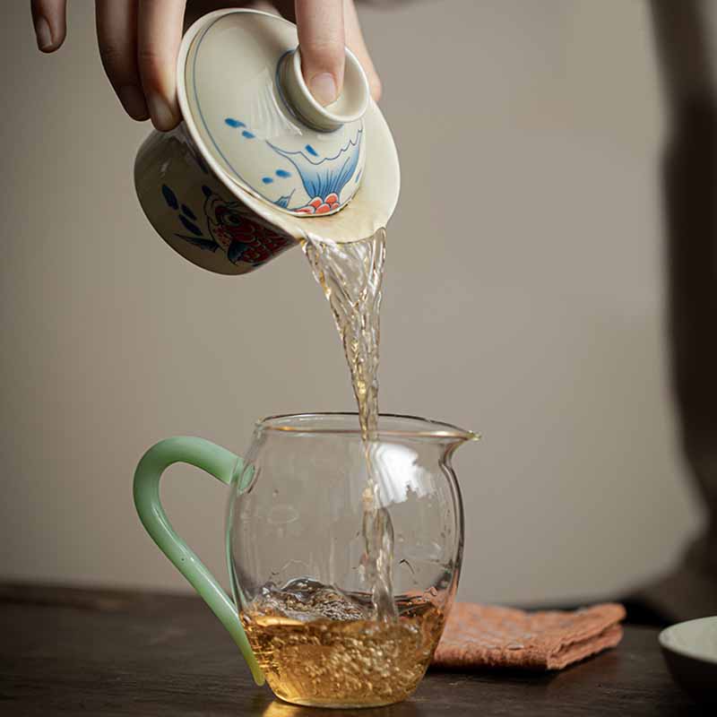 Buddha Stones Koi Fish Arowana Ceramic Gaiwan Sancai Filiżanka Kung Fu Filiżanka do herbaty z pokrywką 130ml - Image 11