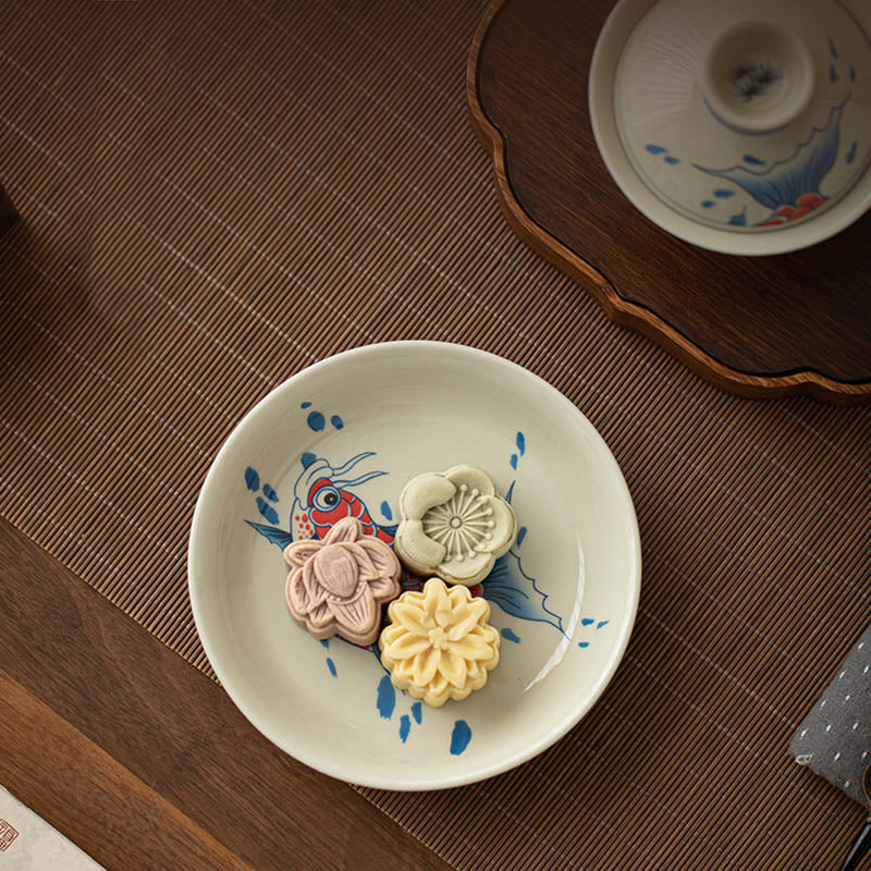Buddha Stones Koi Fish Arowana Ceramic Gaiwan Sancai Filiżanka Kung Fu Filiżanka do herbaty z pokrywką 130ml - Image 16