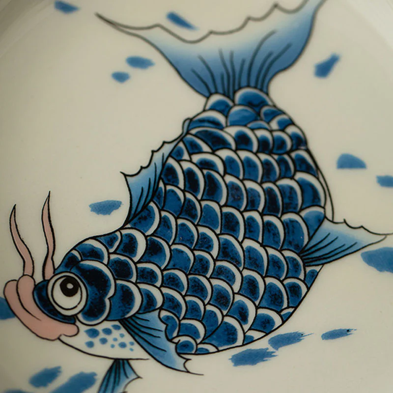 Buddha Stones Koi Fish Arowana Ceramic Gaiwan Sancai Filiżanka Kung Fu Filiżanka do herbaty z pokrywką 130ml - Image 22