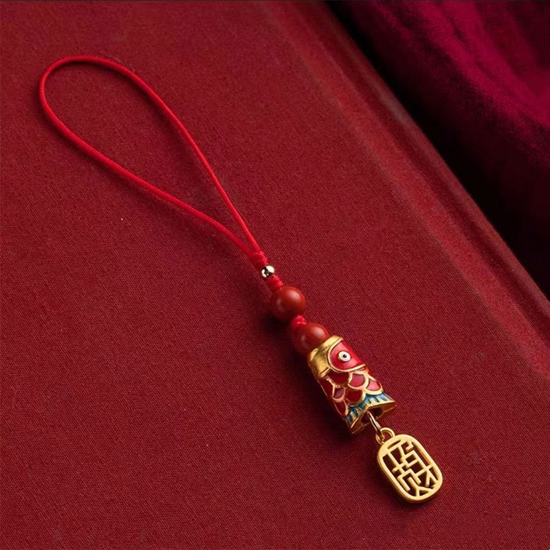 Buddha Stones Koi Ryba Cynober Przyciągający Bogactwo Życzenie Ruyi Urok Szczęścia Telefon Wiszący Dekoracja - Image 10