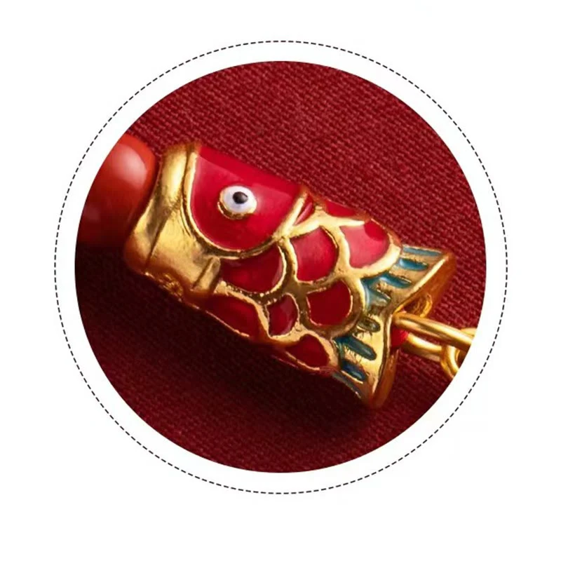 Buddha Stones Koi Ryba Cynober Przyciągający Bogactwo Życzenie Ruyi Urok Szczęścia Telefon Wiszący Dekoracja - Image 15