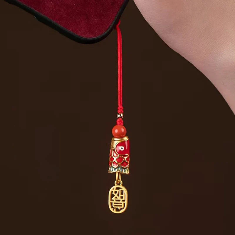 Buddha Stones Koi Ryba Cynober Przyciągający Bogactwo Życzenie Ruyi Urok Szczęścia Telefon Wiszący Dekoracja - Image 21