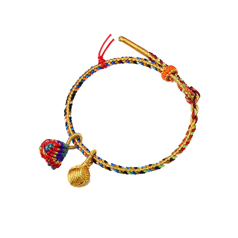 Buddha Stones Kolorowa Lina Szczęścia Ręcznie Robiona Bransoletka Zongzi Złota Kula Charm - Image 5