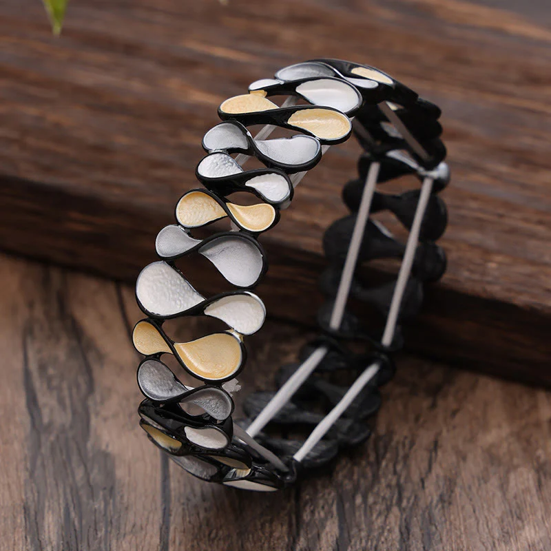 Buddha Stones Kolorowe Geometryczne Puste 8-kształtne Stop Uzdrawiająca Elastyczna Bransoletka Bangle - Image 6