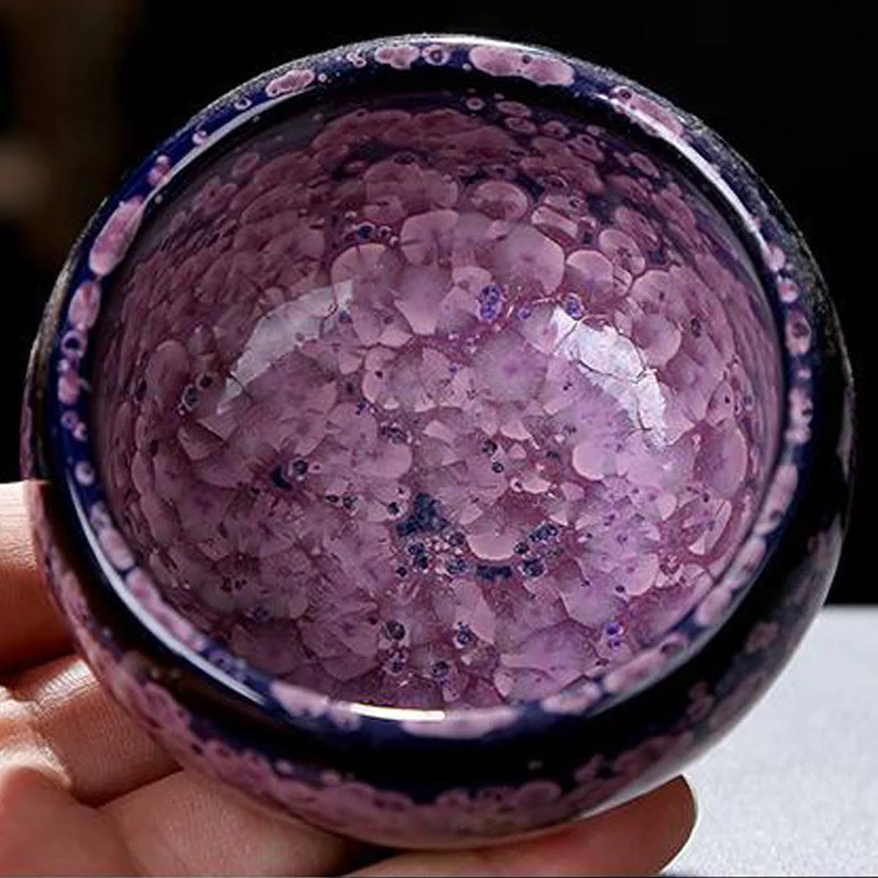 Buddha Stones Kolorowe Kwiaty Irysa Chiński Jianzhan Kiln Change Porcelanowa Filiżanka Do Herbaty Tenmoku Kung Fu - Image 12