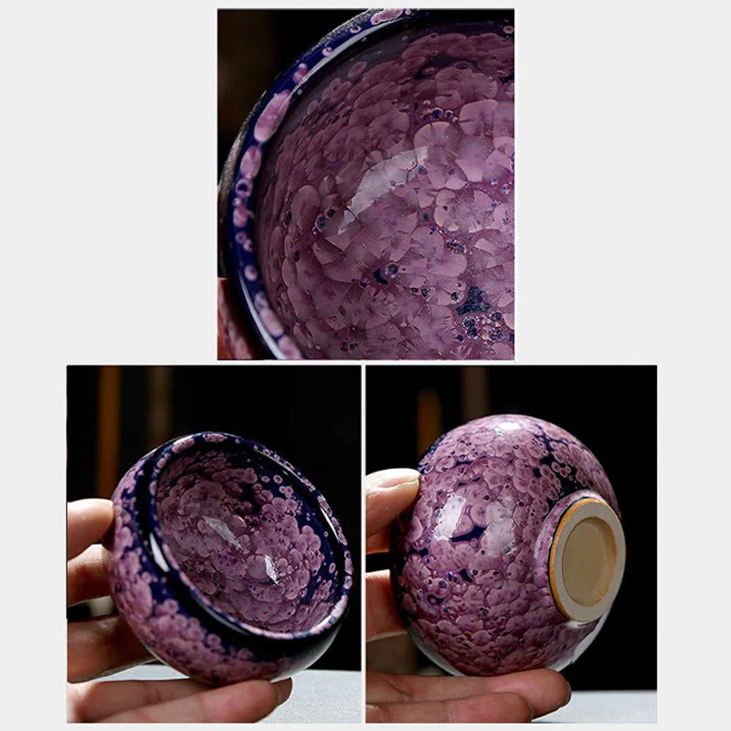 Buddha Stones Kolorowe Kwiaty Irysa Chiński Jianzhan Kiln Change Porcelanowa Filiżanka Do Herbaty Tenmoku Kung Fu - Image 13