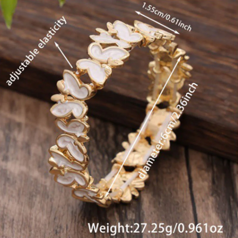 Buddha Stones Kolorowy Motyl Wolność Stop Elastyczna Bransoletka Bangle - Image 7