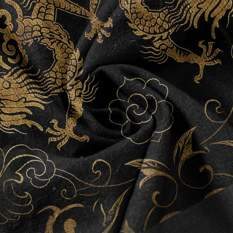 Buddha Stones Koszula męska z krótkim rękawem Cotton Dragon Cloud Emblem zapinana na pół guzika - Image 5