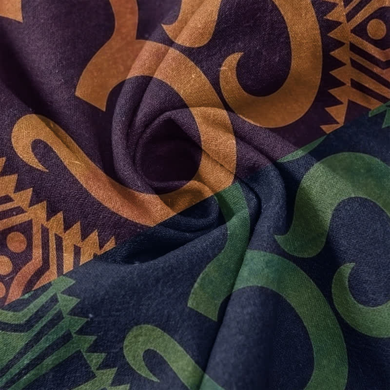 Buddha Stones Koszula męska z krótkim rękawem Cotton Om Emblem zapinana na pół guzika - Image 4