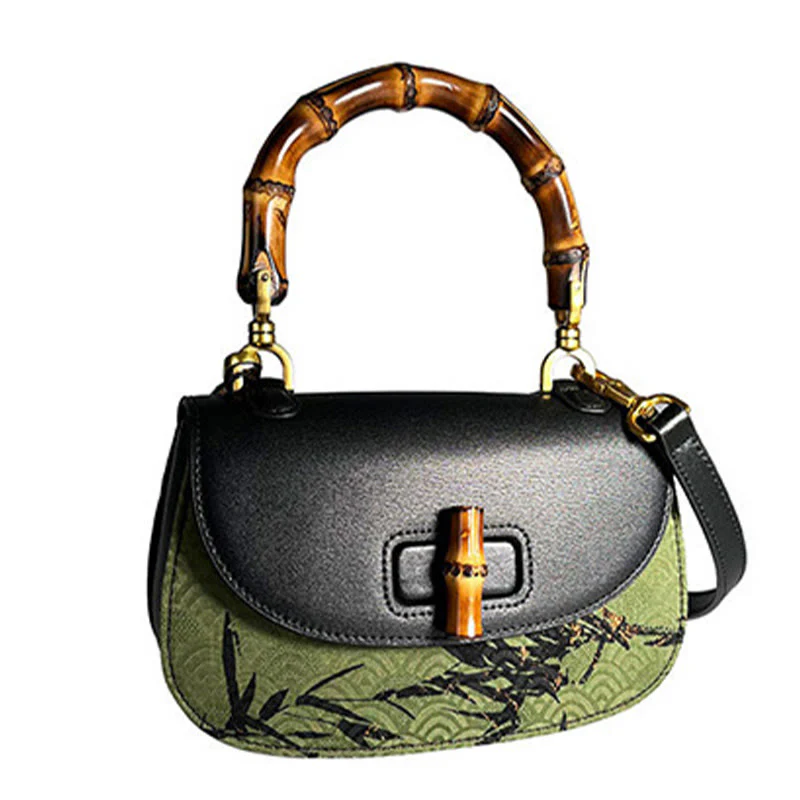 Buddha Stones Krzywa Bambusowa Uchwyt Xiangyunsha Jedwabna Torba Crossbody Hangbags - Image 8