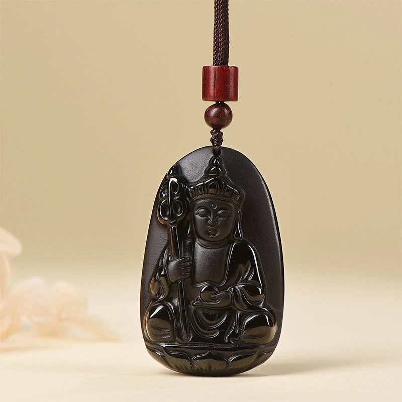 Buddha Stones Ksitigarbha z czarnym obsydianem i wzorem Buddy - Image 8