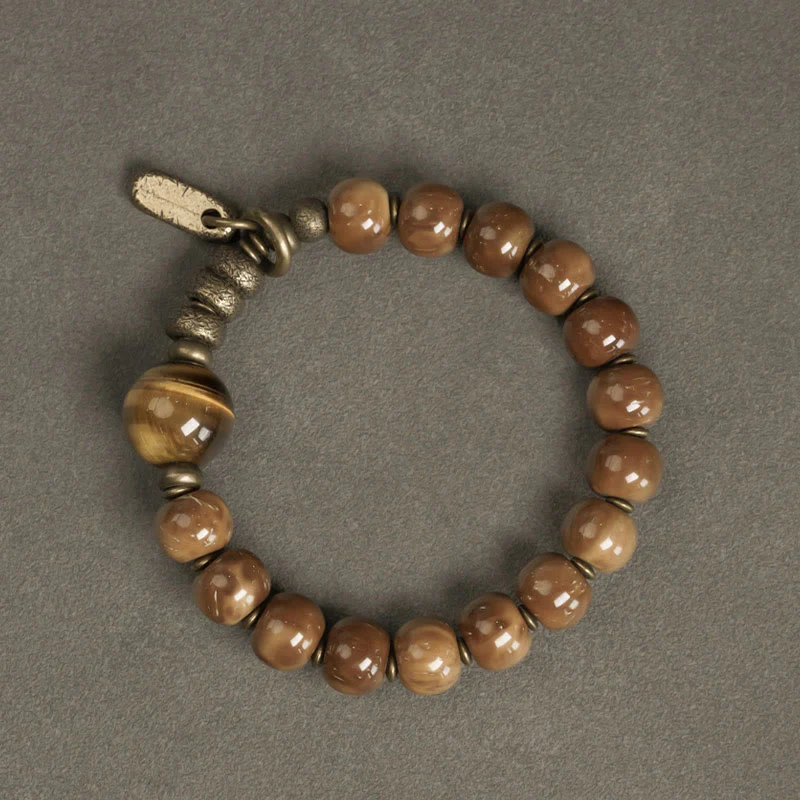 Bransoletka z Buddha Stones , nasiona Kuka, tygrysie oko, złoty połysk obsydianu, mosiądzu i miedzi, zapewniająca bogactwo i szczęście - Image 3