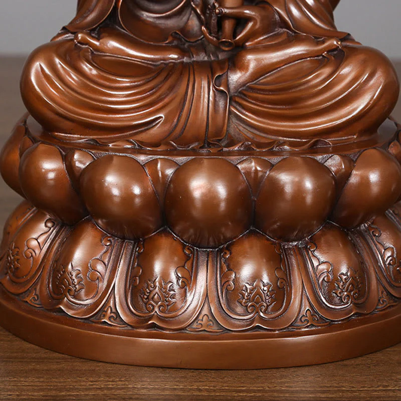 Buddha Stones Kwan Yin Awalokiteśwara Lotos Bogactwo Miedziana Statua Dekoracja Biurka Domowego - Image 13