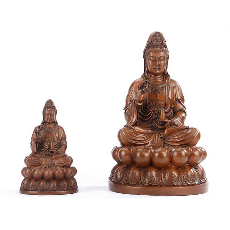 Buddha Stones Kwan Yin Awalokiteśwara Lotos Bogactwo Miedziana Statua Dekoracja Biurka Domowego - Image 20