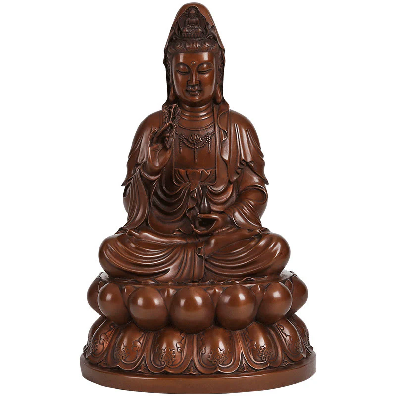 Buddha Stones Kwan Yin Awalokiteśwara Lotos Bogactwo Miedziana Statua Dekoracja Biurka Domowego - Image 21