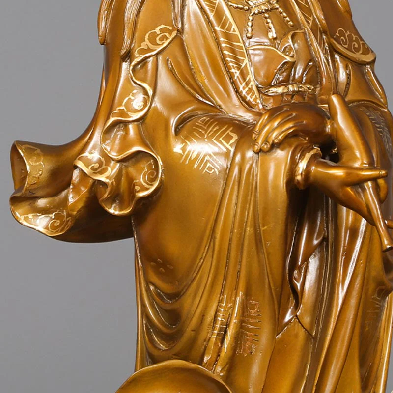 Buddha Stones Kwan Yin Awalokiteśwara trzymający wazon Mosiężna harmonia Miedziana statua Dekoracja domu - Image 15