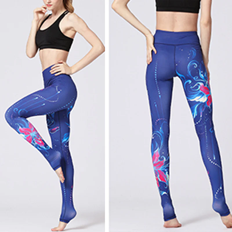 Buddha Stones Kwiat Lotosu Wzór Kwiatowy Spodnie Sportowe Fitness Joga Legginsy Damskie Spodnie Joga - Image 22