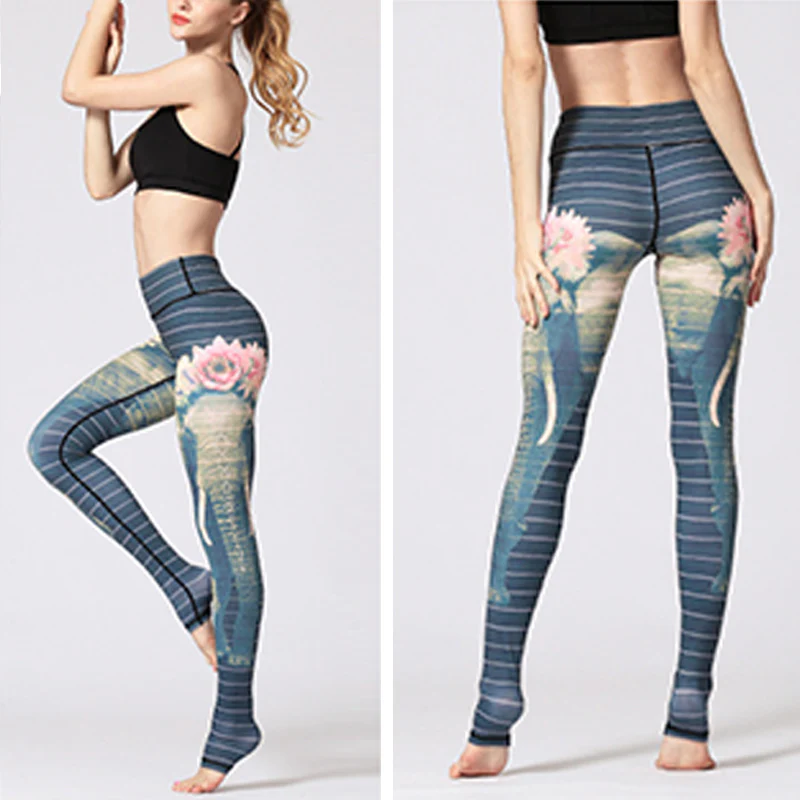 Buddha Stones Kwiat Lotosu Wzór Kwiatowy Spodnie Sportowe Fitness Joga Legginsy Damskie Spodnie Joga - Image 27