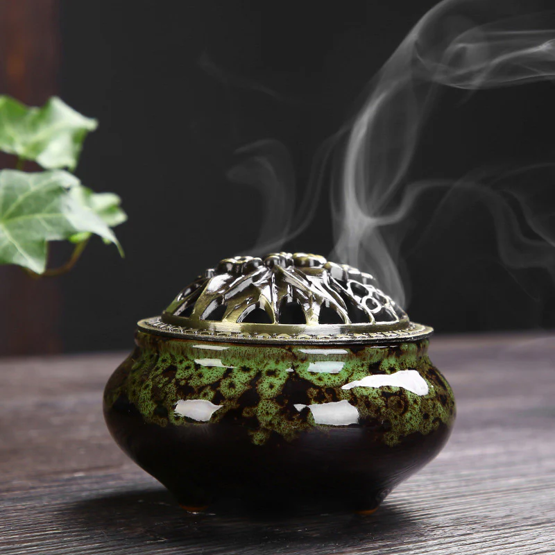 Buddha Stones Kwiat Wzór Ceramiczny Błogosławieństwo Medytacja Kadzielnica Dekoracja - Image 4