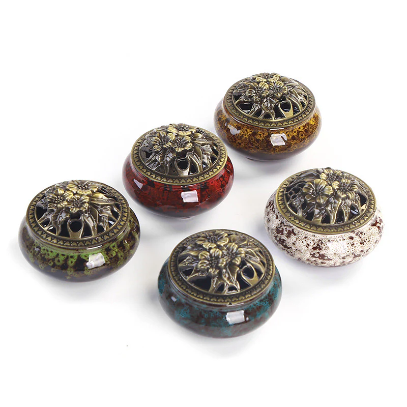 Buddha Stones Kwiat Wzór Ceramiczny Błogosławieństwo Medytacja Kadzielnica Dekoracja - Image 8