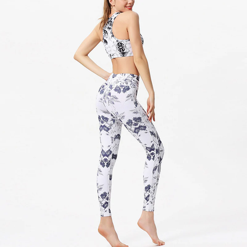 Buddha Stones Kwiaty Liście Nadruk Spodnie Sportowe Fitness Joga Legginsy Damskie Spodnie do Jogi - Image 11