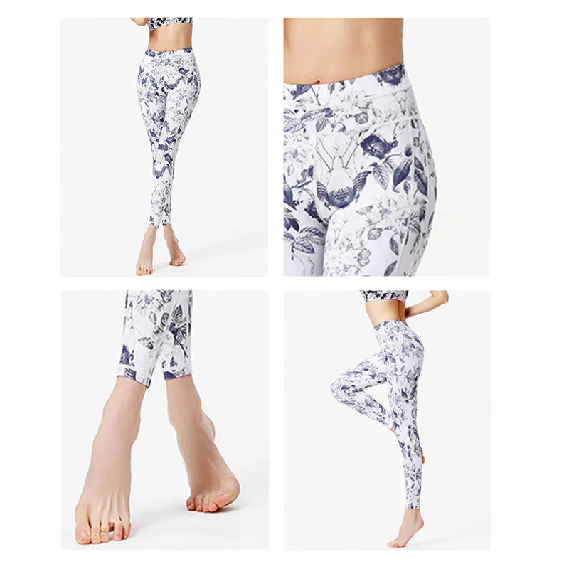 Buddha Stones Kwiaty Liście Nadruk Spodnie Sportowe Fitness Joga Legginsy Damskie Spodnie do Jogi - Image 14