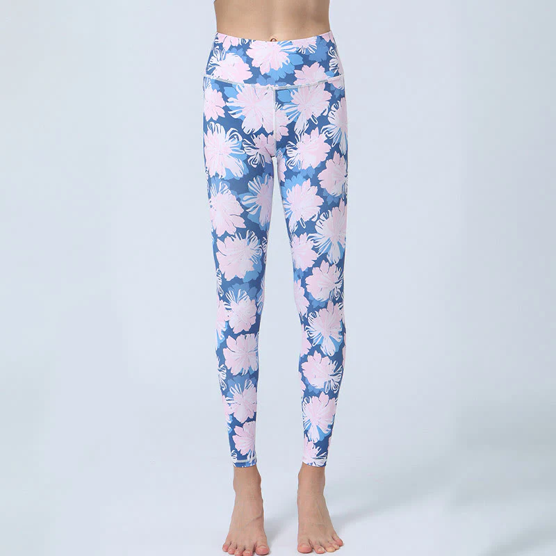 Buddha Stones Kwiaty Liście Nadruk Sport Fitness Joga Legginsy Wysoki Stan Damskie Spodnie do Jogi - Image 10