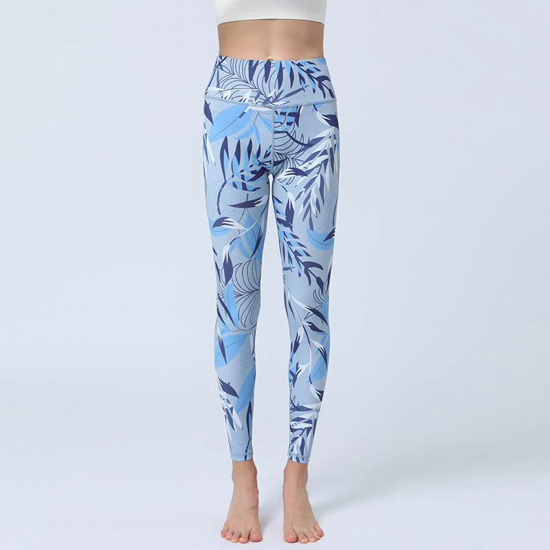 Buddha Stones Kwiaty Liście Nadruk Sport Fitness Joga Legginsy Wysoki Stan Damskie Spodnie do Jogi - Image 11