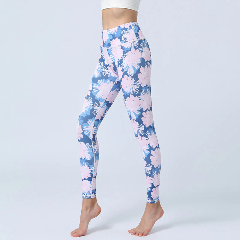 Buddha Stones Kwiaty Liście Nadruk Sport Fitness Joga Legginsy Wysoki Stan Damskie Spodnie do Jogi - Image 8