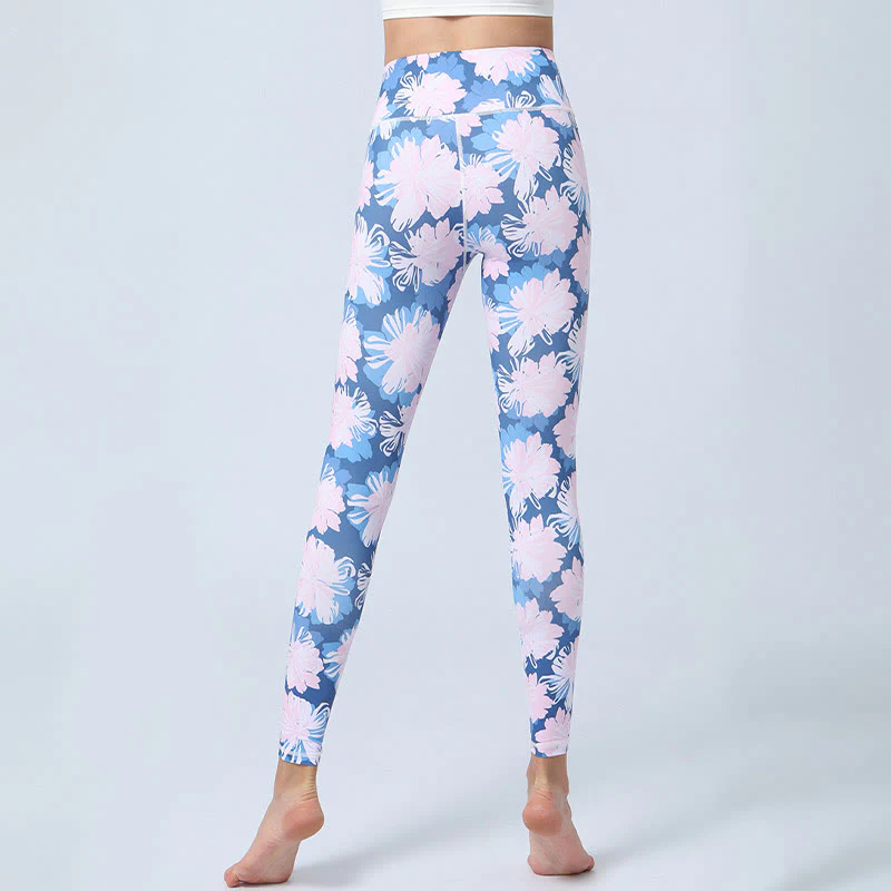 Buddha Stones Kwiaty Liście Nadruk Sport Fitness Joga Legginsy Wysoki Stan Damskie Spodnie do Jogi - Image 9