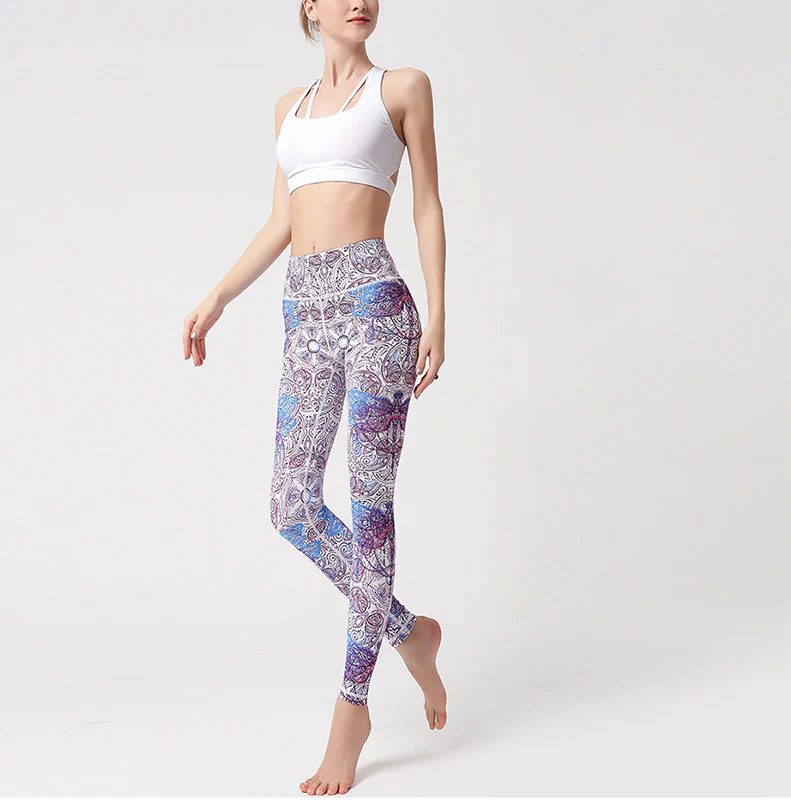 Buddha Stones Kwiaty Liście Ptaki Nadruk Spodnie Sportowe Fitness Joga Legginsy Damskie Spodnie do Jogi - Image 3