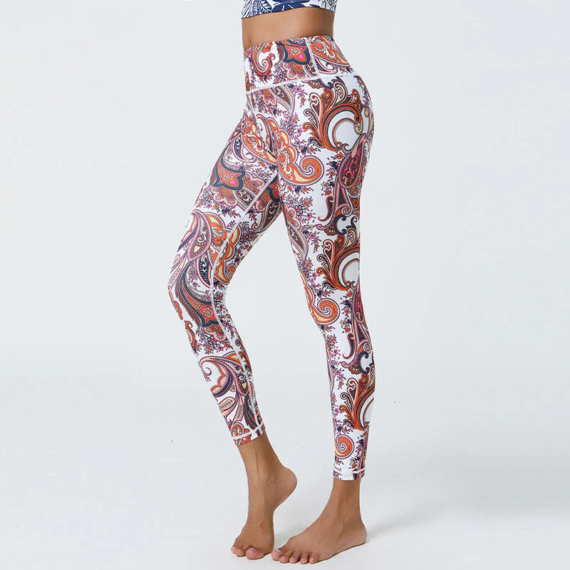 Buddha Stones, kwiaty, pióra, słońce, księżyc, nadruk, spodnie sportowe, fitness, joga, legginsy z wysokim stanem, damskie - Image 18