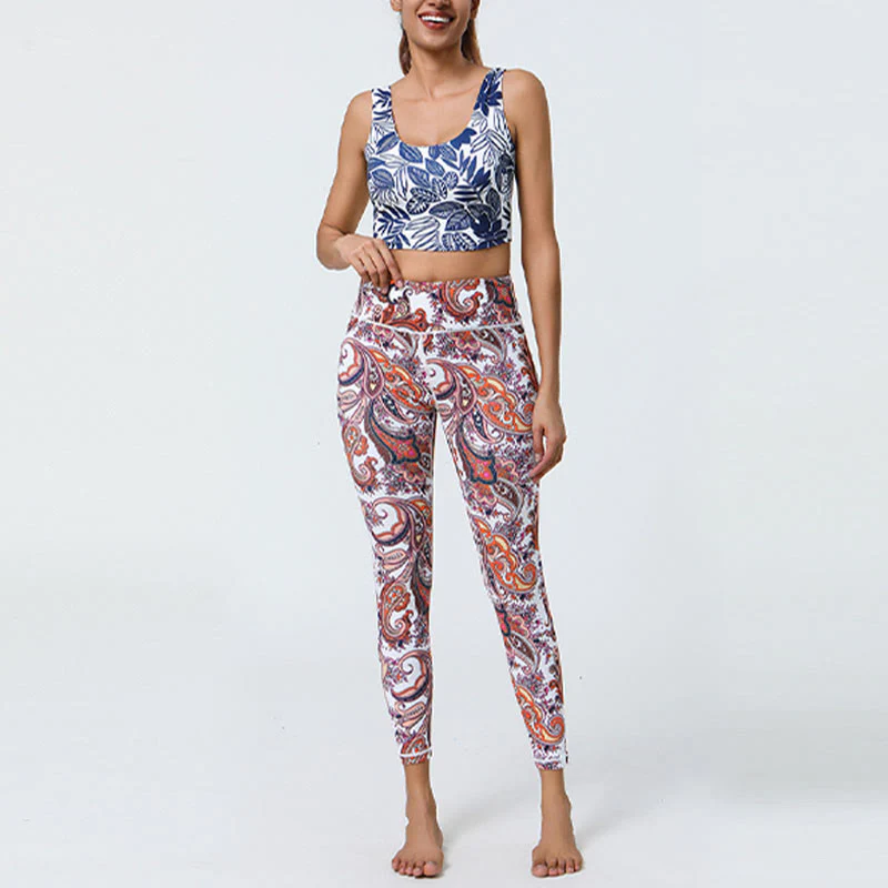 Buddha Stones, kwiaty, pióra, słońce, księżyc, nadruk, spodnie sportowe, fitness, joga, legginsy z wysokim stanem, damskie - Image 21