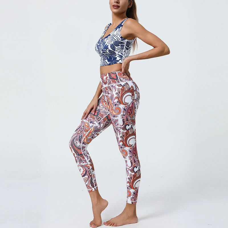 Buddha Stones, kwiaty, pióra, słońce, księżyc, nadruk, spodnie sportowe, fitness, joga, legginsy z wysokim stanem, damskie - Image 22