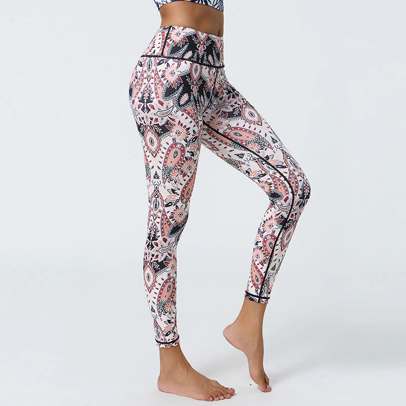 Buddha Stones, kwiaty, pióra, słońce, księżyc, nadruk, spodnie sportowe, fitness, joga, legginsy z wysokim stanem, damskie - Image 24