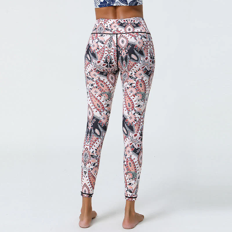 Buddha Stones, kwiaty, pióra, słońce, księżyc, nadruk, spodnie sportowe, fitness, joga, legginsy z wysokim stanem, damskie - Image 25