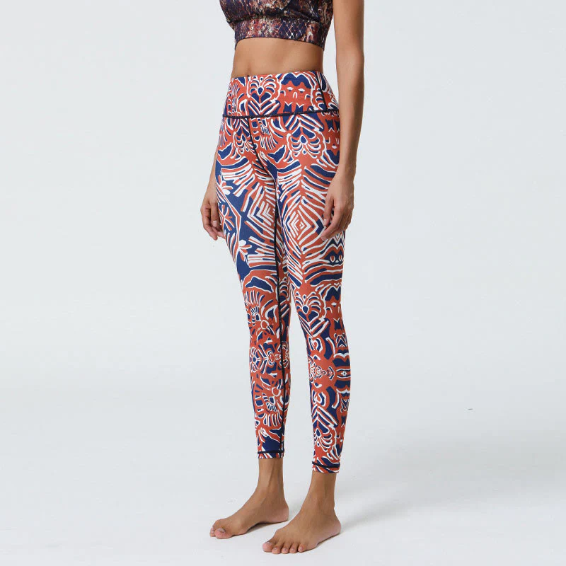 Buddha Stones, kwiaty, pióra, słońce, księżyc, nadruk, spodnie sportowe, fitness, joga, legginsy z wysokim stanem, damskie - Image 28