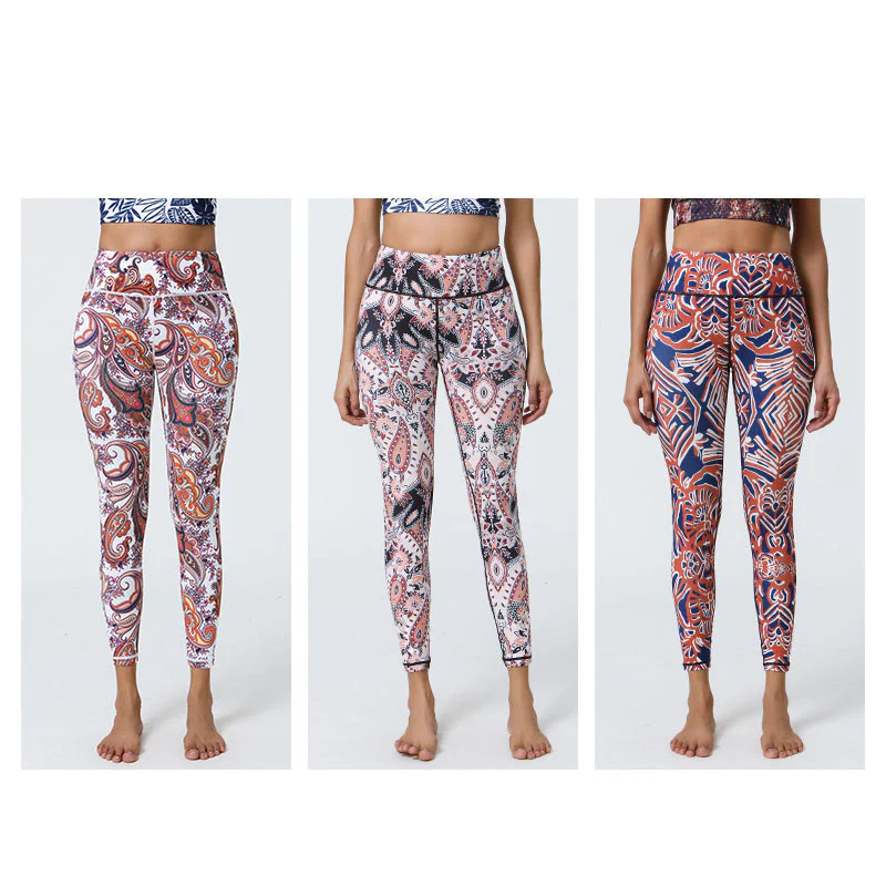 Buddha Stones, kwiaty, pióra, słońce, księżyc, nadruk, spodnie sportowe, fitness, joga, legginsy z wysokim stanem, damskie - Image 33