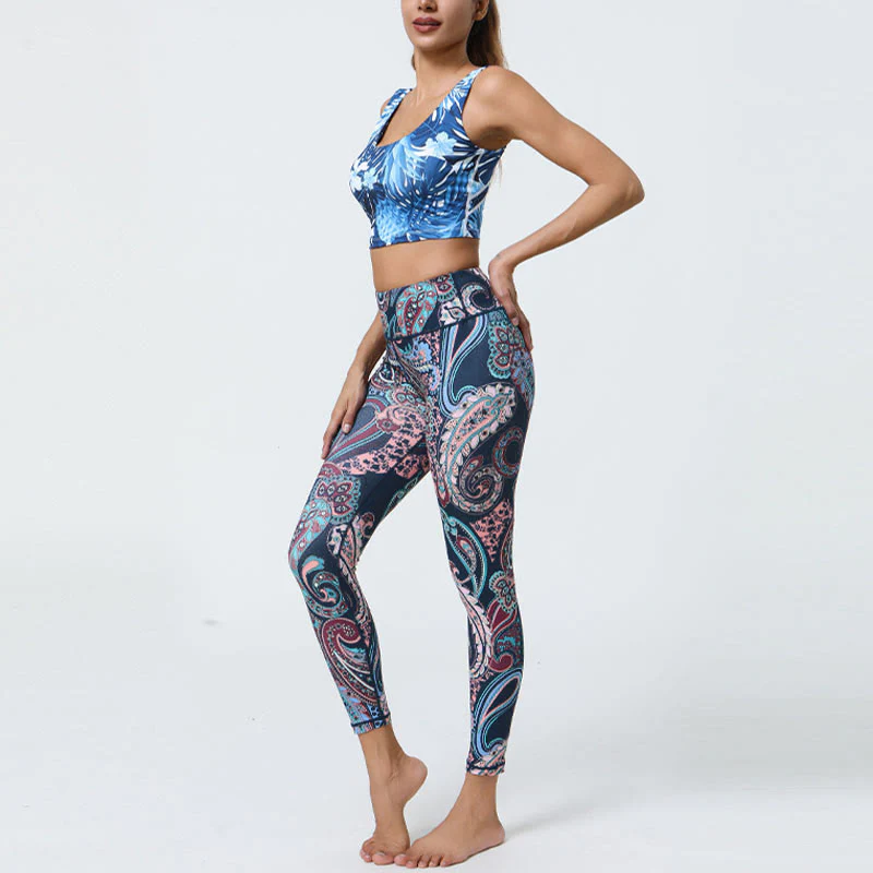 Buddha Stones, kwiaty, pióra, słońce, księżyc, nadruk, spodnie sportowe, fitness, joga, legginsy z wysokim stanem, damskie - Image 5