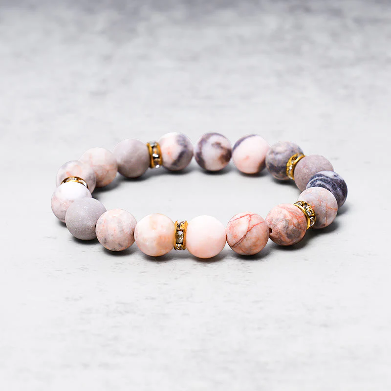 Buddha Stones Lęk Stres Uzdrawiający Kryształ Zebra Jasper Koraliki Bransoletka - Image 2