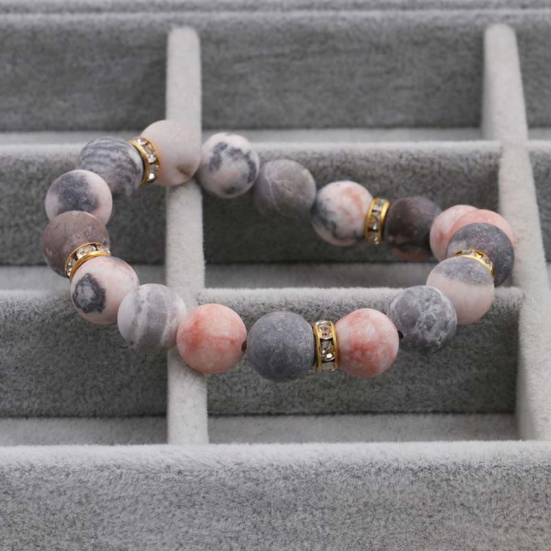 Buddha Stones Lęk Stres Uzdrawiający Kryształ Zebra Jasper Koraliki Bransoletka - Image 6