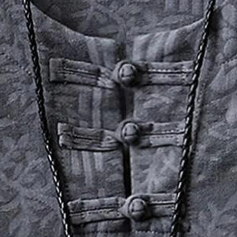 Buddha Stones Letnia bawełniana koszula męska z krótkim rękawem i kwiatowym wzorem w żabki - Image 8