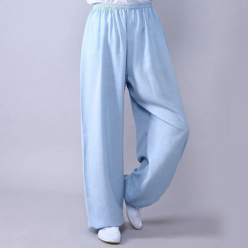 Buddha Stones Letnia elastyczna talia Tai Chi Qigong Praktyka Bawełna Lniane Spodnie Unisex - Image 16