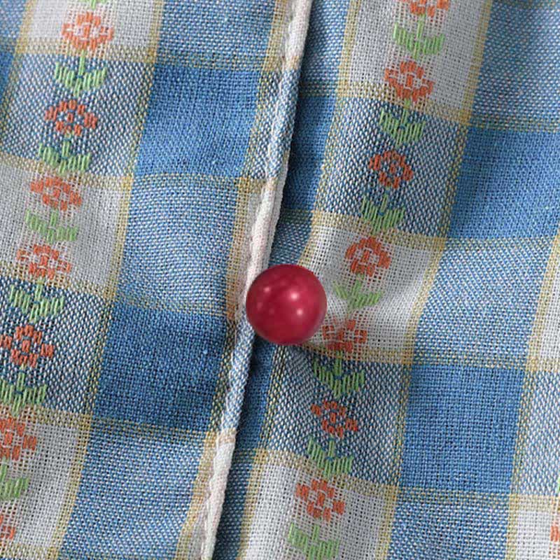 Buddha Stones Letnia sukienka damska w kratkę gingham, bez rękawów, zapinana na guziki i ściągacz, z kieszeniami - Image 10