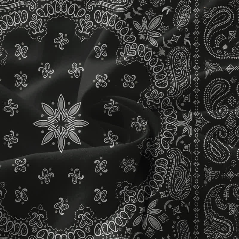 Buddha Stones Letnia, swobodna sukienka midi damska z bandaną, wzorem paisley i kwiatowym wzorem, bez rękawów i kieszeniami - Image 4