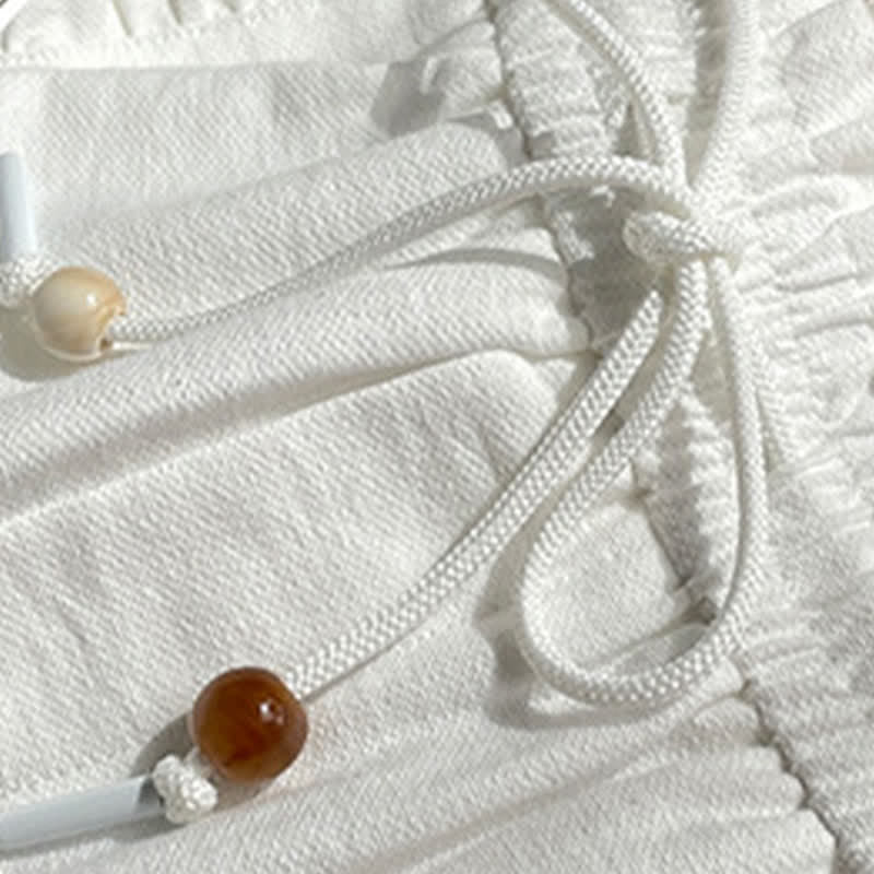Buddha Stones Letnie damskie szorty z elastyczną talią i ściągaczem, z falbanką i kieszeniami - Image 19